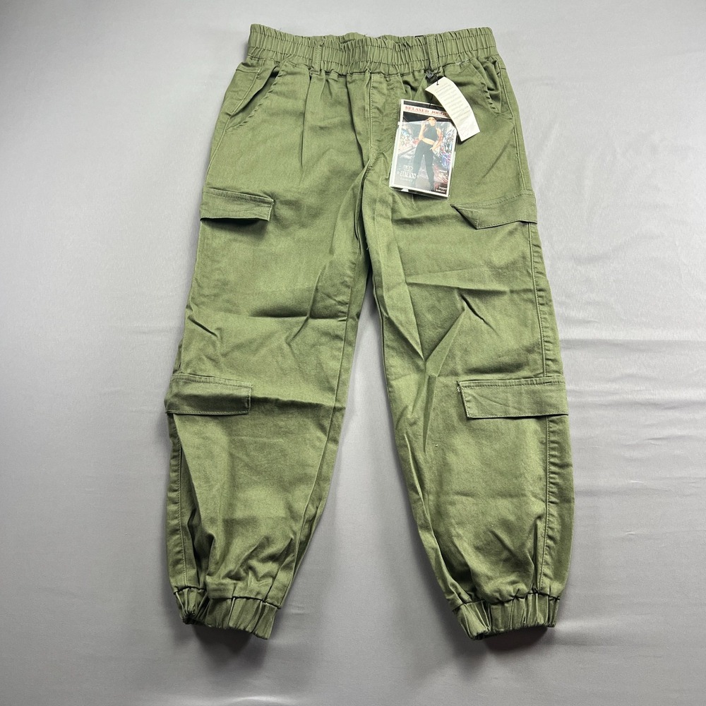 VIP Jeans Jogger Pant Womens 7/28 Olive Cotton Stretch Cargo Pockets Relaxed Fit